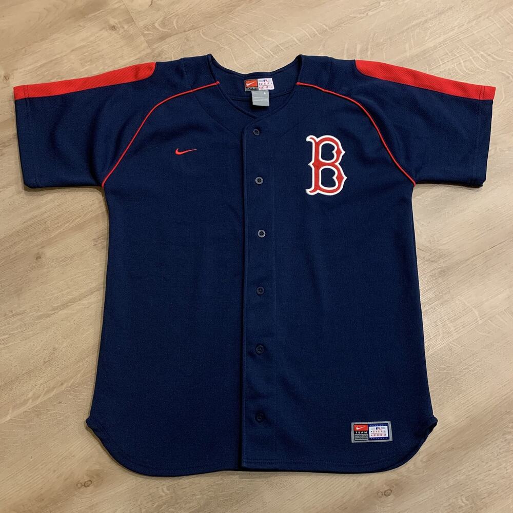 Vintage Y2K Nike Team MLB Boston Red Sox Blue Jersey Youth Boys Large L Baseball